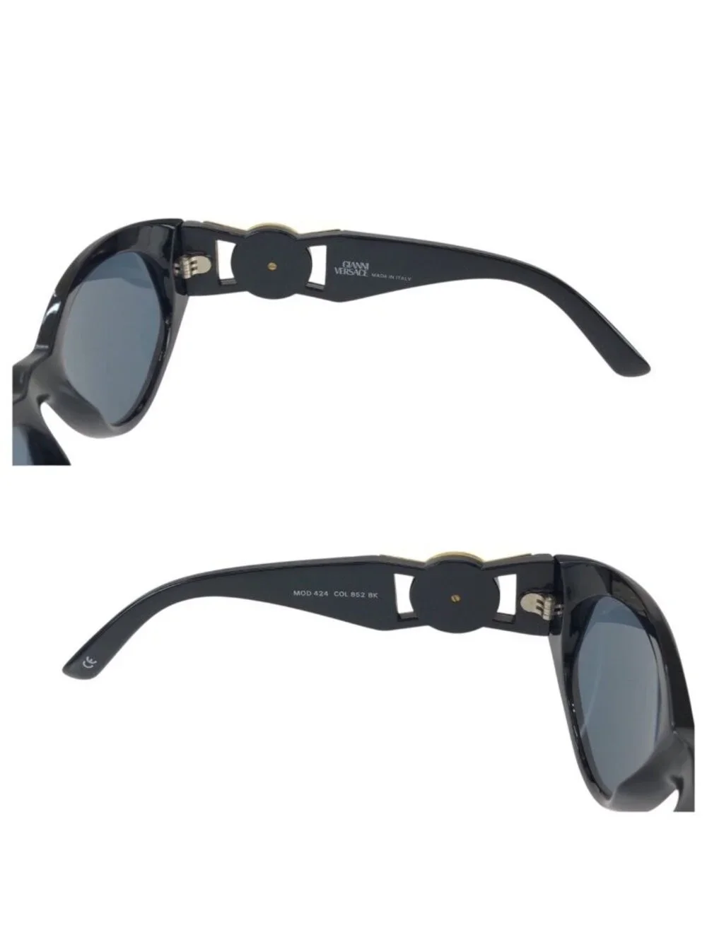 Versace Vintage Medusa Black Gold Acetate Metal Mod 424 Sunglasses Eyewear